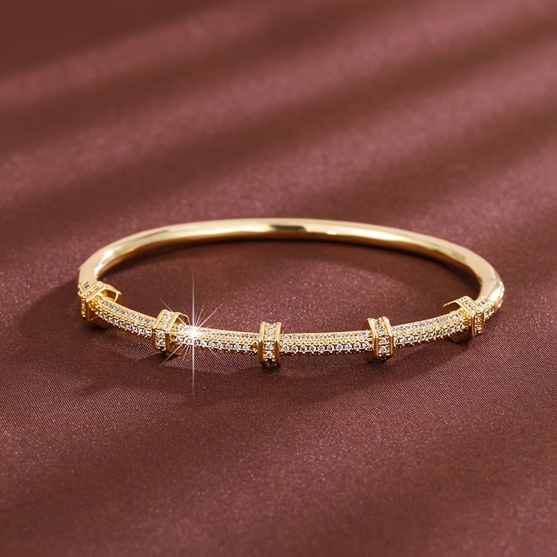 Golden Zirconia Women's Bracelet Sparkling Jewelry Gift